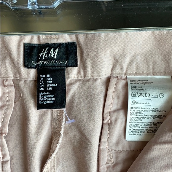 H&M Slim Fit Chinos Light Pink size 33R - Picture 3 of 4
